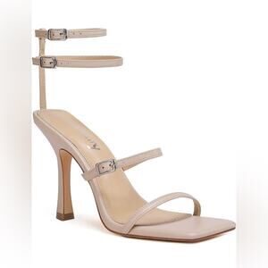 vivianly Women'S Square Toe Strappy Heels Sandal Ankle Size 7 Nude